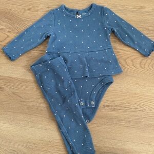 Carter Blue Long Sleeve Baby Outfit with Polka Dots